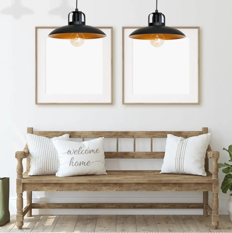 Lampa Wisząca FELIX II Czarny Złoty Metalowe Klosze 2xE27