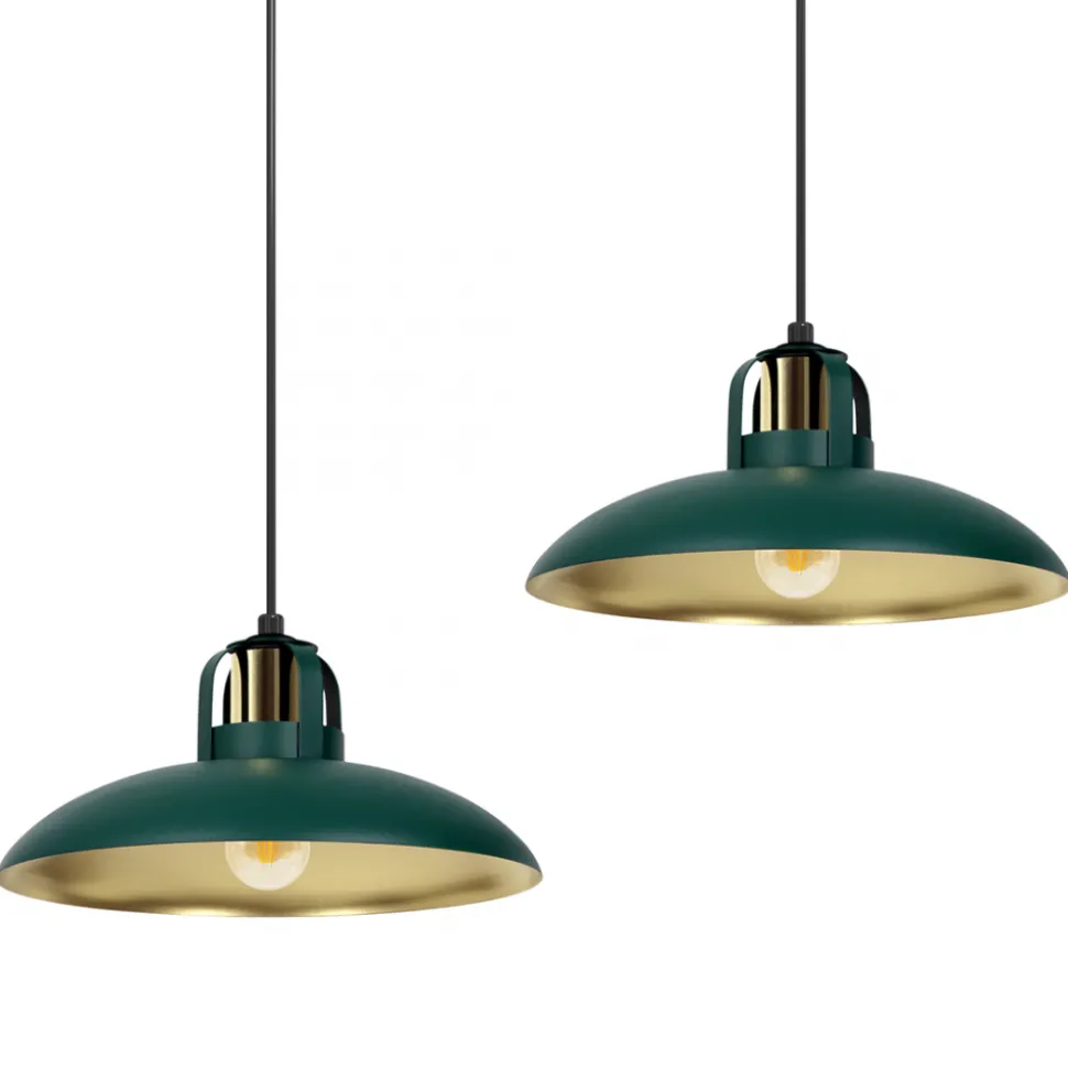 Lampa Wisząca FELIX Zielony Złoty Metalowe Klosze 2xE27 75x90cm