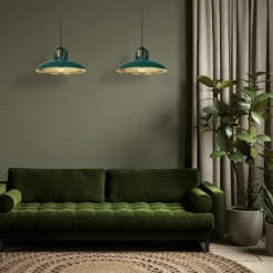 Lampa Wisząca FELIX Zielony Złoty Metalowe Klosze 2xE27 75x90cm