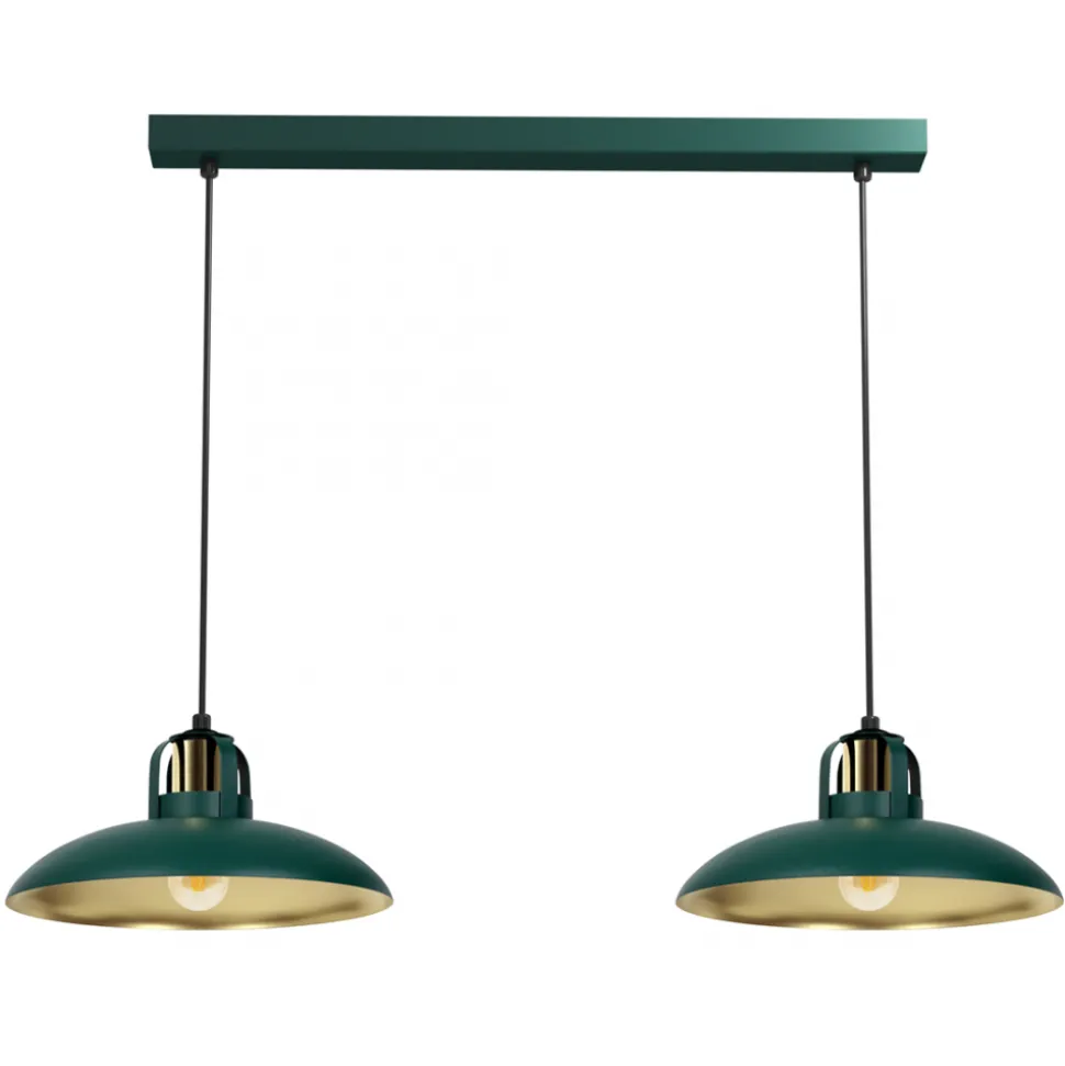 Lampa Wisząca FELIX Zielony Złoty Metalowe Klosze 2xE27 75x90cm