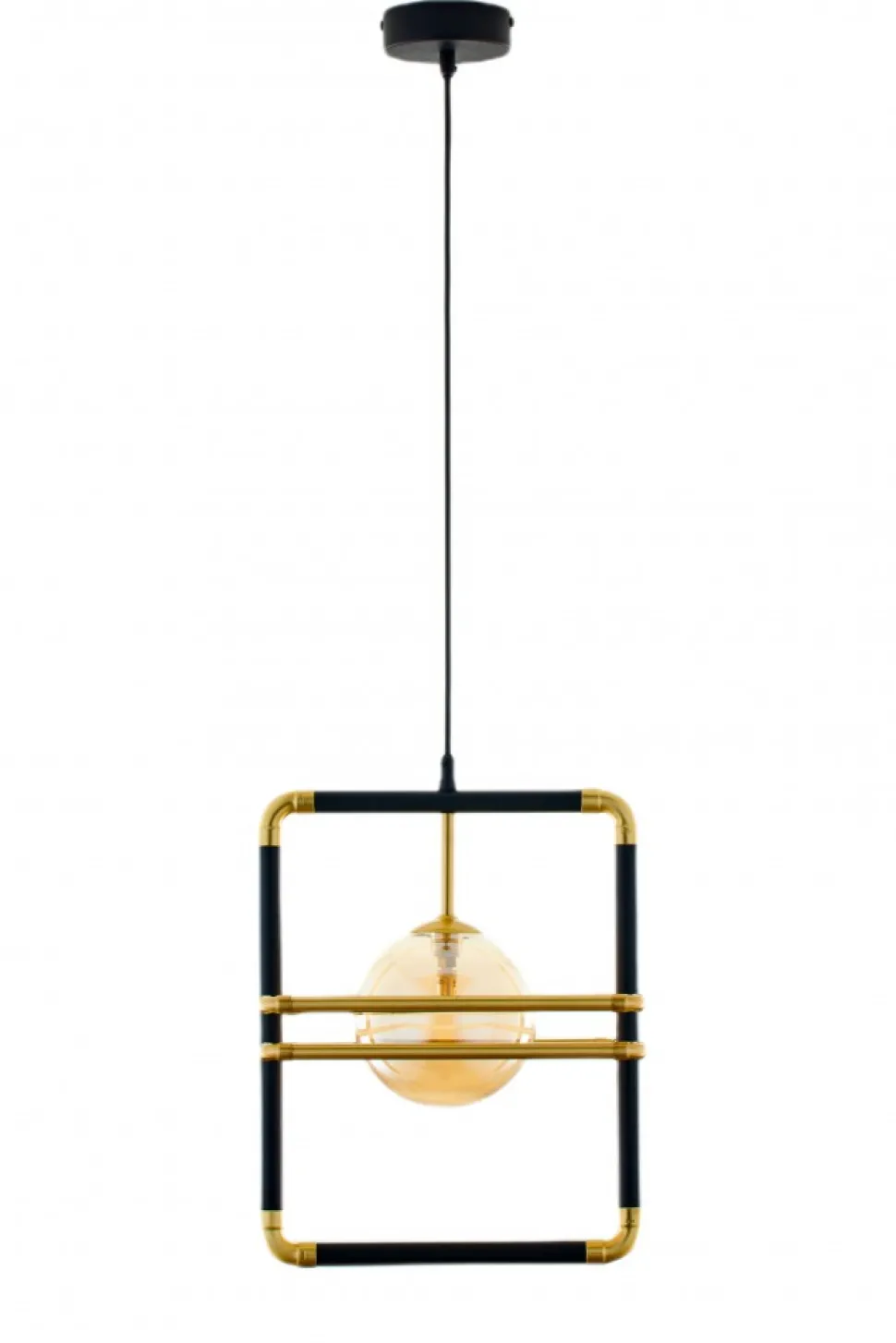 Lampa Wisząca FIORI Czarny Złoty Szklany Klosz 1xG9 29 cm