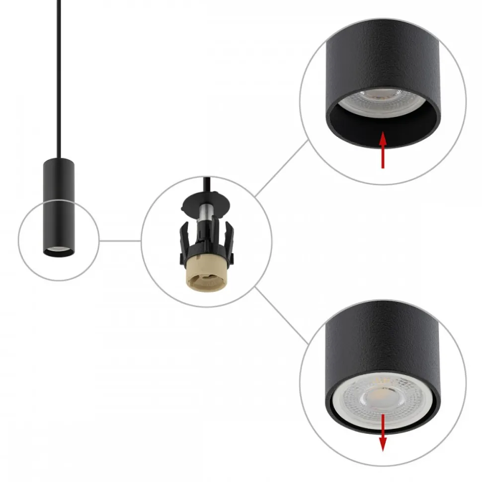 Lampa Wisząca FOURTY S Czarny 1xGU10 R35