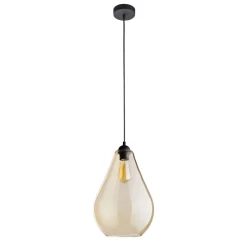 Lampa Wisząca FUENTE Bursztynowy Szklany Klosz 1xE27 24cm