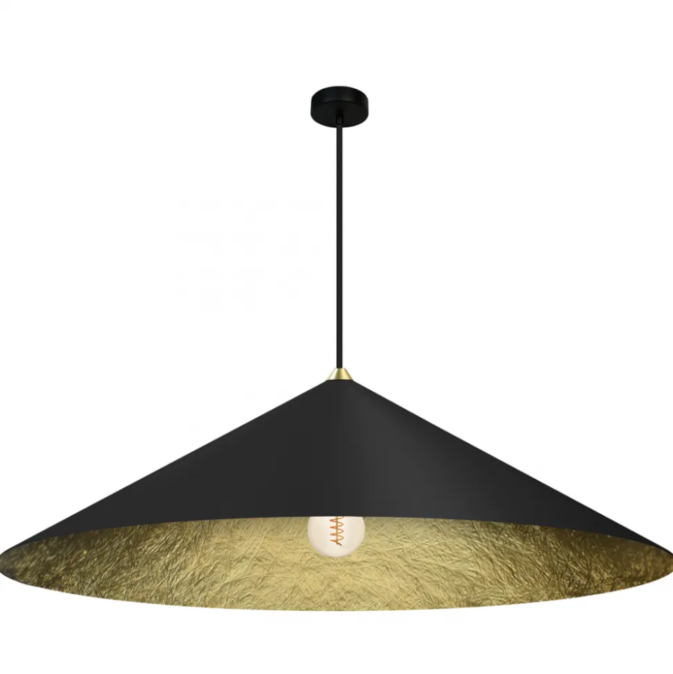 Lampa Wisząca FUJI Czarny Złoty Kompozyt 1xE27 90cm