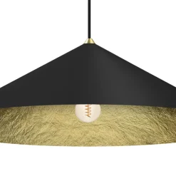 Lampa Wisząca FUJI Czarny Złoty Kompozyt 1xE27 90cm