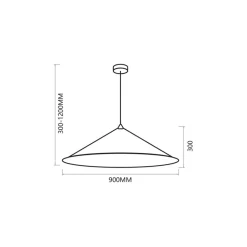 Lampa Wisząca FUJI Czarny Złoty Kompozyt 1xE27 90cm