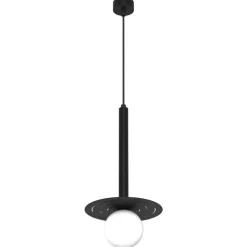 Lampa Wisząca FUTURA Czarny Biały Szklany Klosz 1xG9 20cm