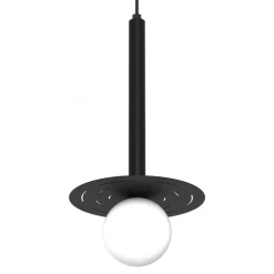 Lampa Wisząca FUTURA Czarny Biały Szklany Klosz 1xG9 20cm