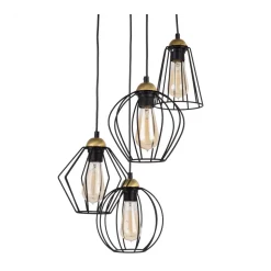 Lampa Wisząca GALAXY Czarny Metalowe Klosze 4xE27