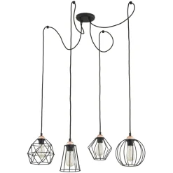 Lampa Wisząca GALAXY Czarny Pająk Metalowe Klosze 4xE27