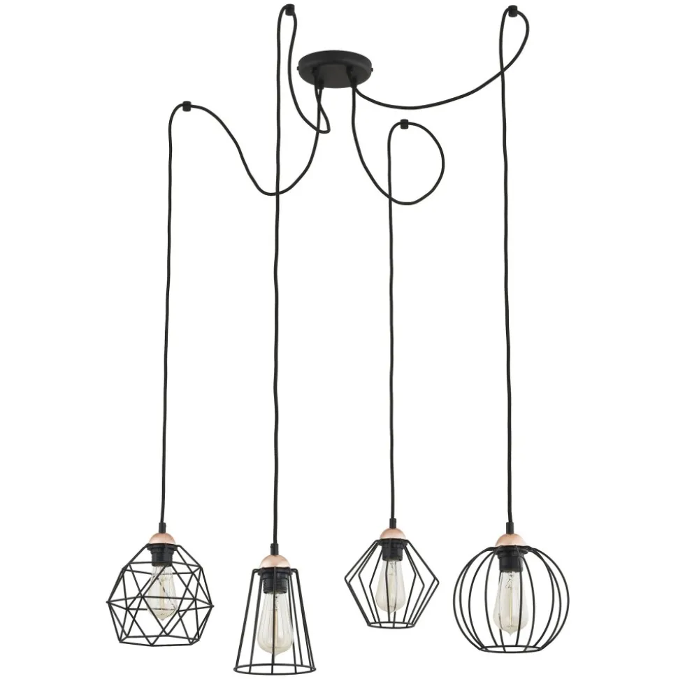 Lampa Wisząca GALAXY Czarny Pająk Metalowe Klosze 4xE27