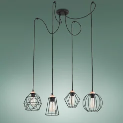 Lampa Wisząca GALAXY Czarny Pająk Metalowe Klosze 4xE27