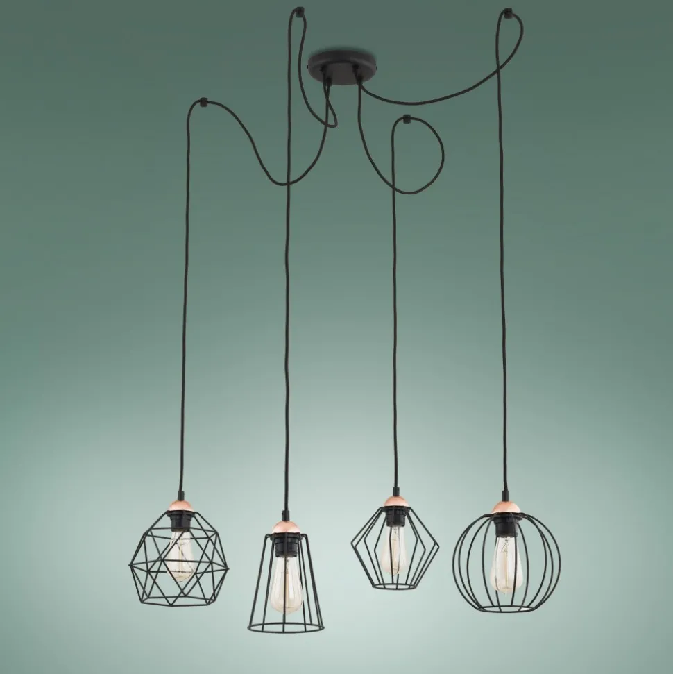 Lampa Wisząca GALAXY Czarny Pająk Metalowe Klosze 4xE27