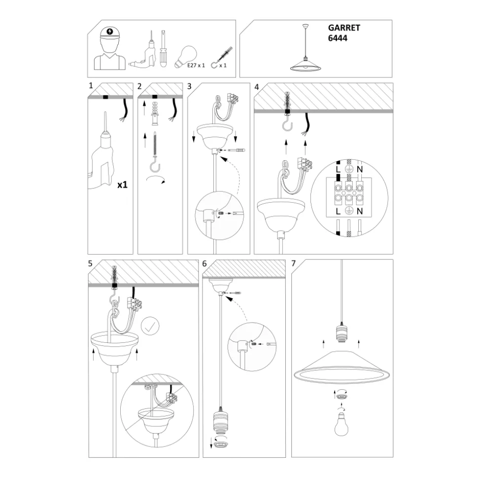Lampa Wisząca GARRET Miedziany Czarny Metalowy Klosz 1xE27 50cm