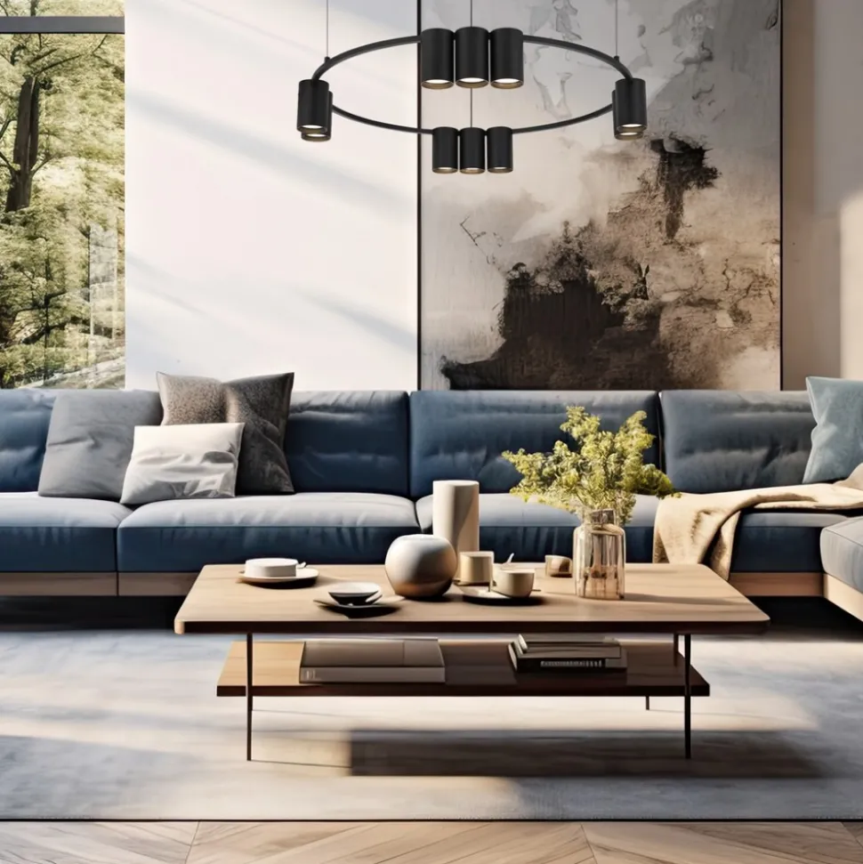 Lampa Wisząca GENESIS Koło Czarny 10xGU10 60cm
