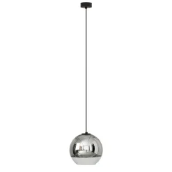 Lampa Wisząca GLOBE PLUS Czarny Srebrny Szklany Klosz 1xE27 20 cm
