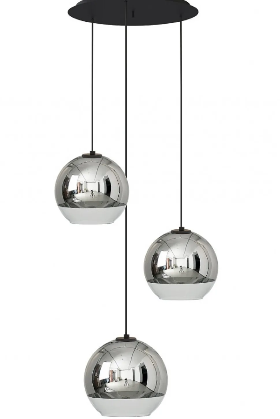 Lampa Wisząca GLOBE PLUS Czarny Srebrny Szklane Klosze 3xE27 50cm