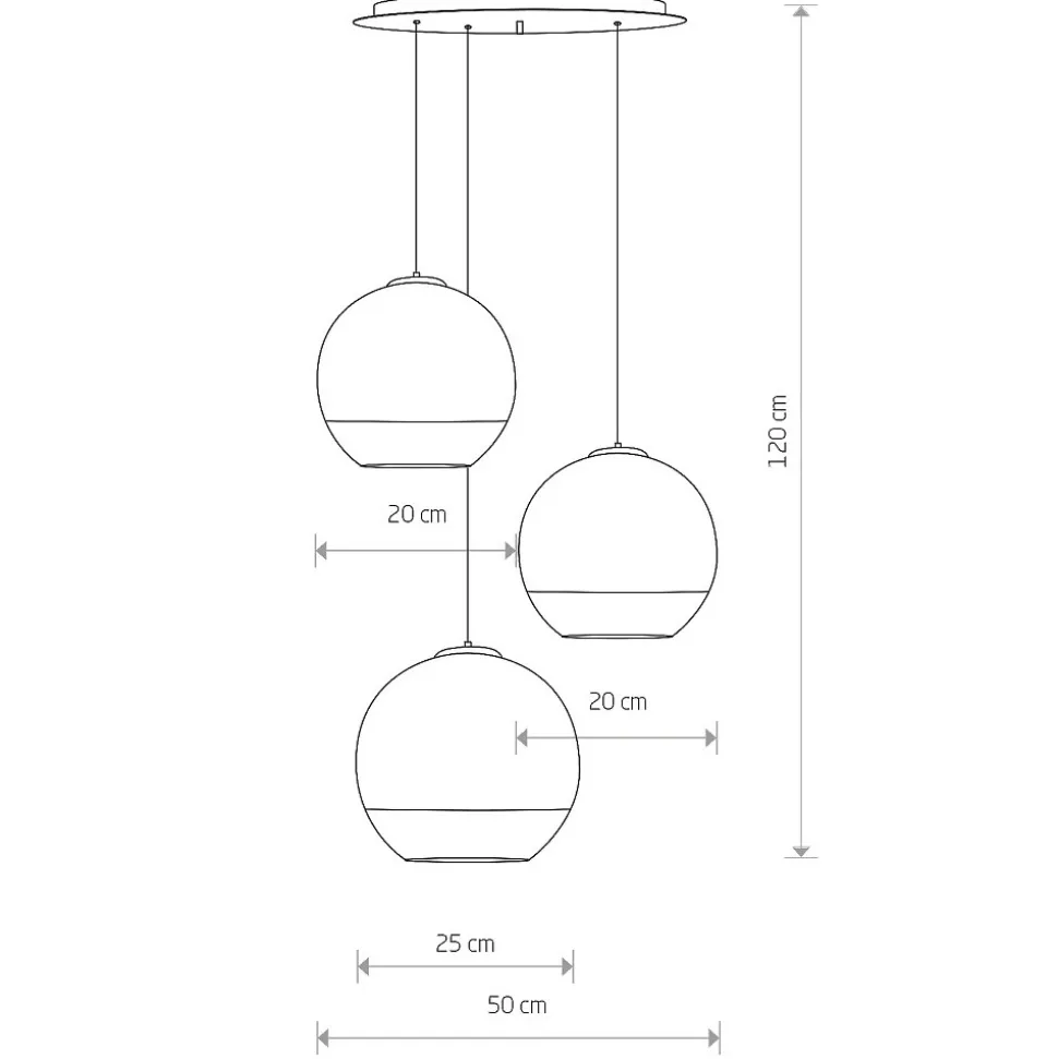 Lampa Wisząca GLOBE PLUS Czarny Srebrny Szklane Klosze 3xE27 50cm