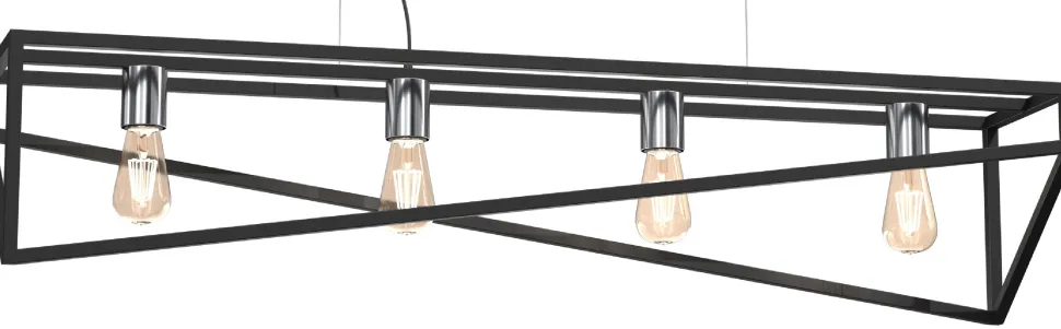 Lampa Wisząca GOTE Czarny Srebrny 4xE27