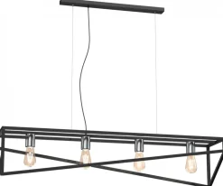 Lampa Wisząca GOTE Czarny Srebrny 4xE27