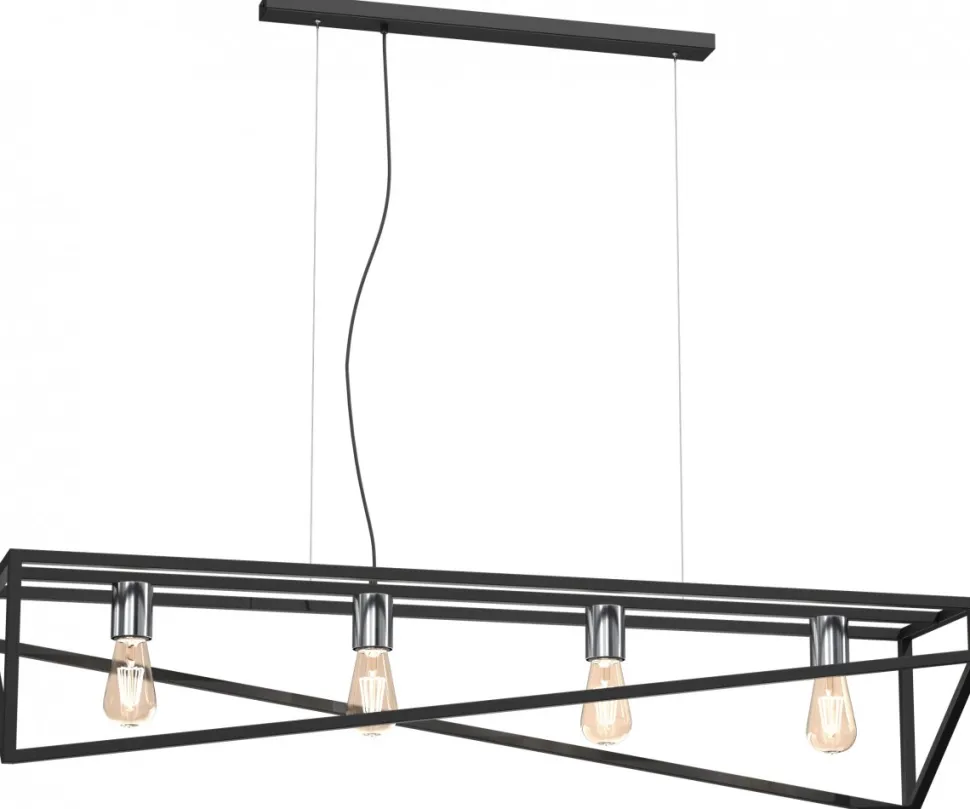 Lampa Wisząca GOTE Czarny Srebrny 4xE27