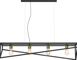 Lampa Wisząca GOTE Czarny Złoty 4xE27
