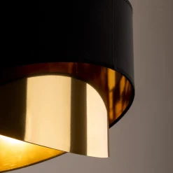 Lampa Wisząca GRANT Czarny Złoty Abażur 1xE27 38cm