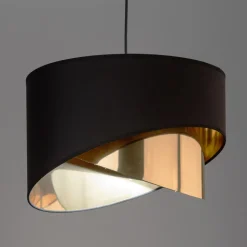Lampa Wisząca GRANT Czarny Złoty Abażur 1xE27 38cm