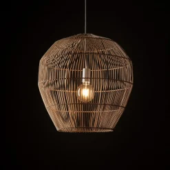 Lampa Wisząca HAITI Biały Brązowy Abażur 1xE27 50cm