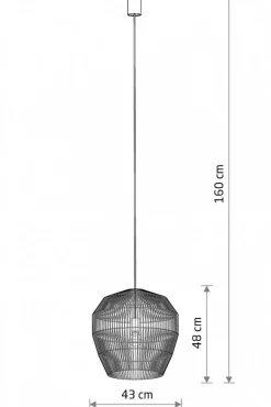 Lampa Wisząca HAITI Czarny Abażur 1x27 43cm
