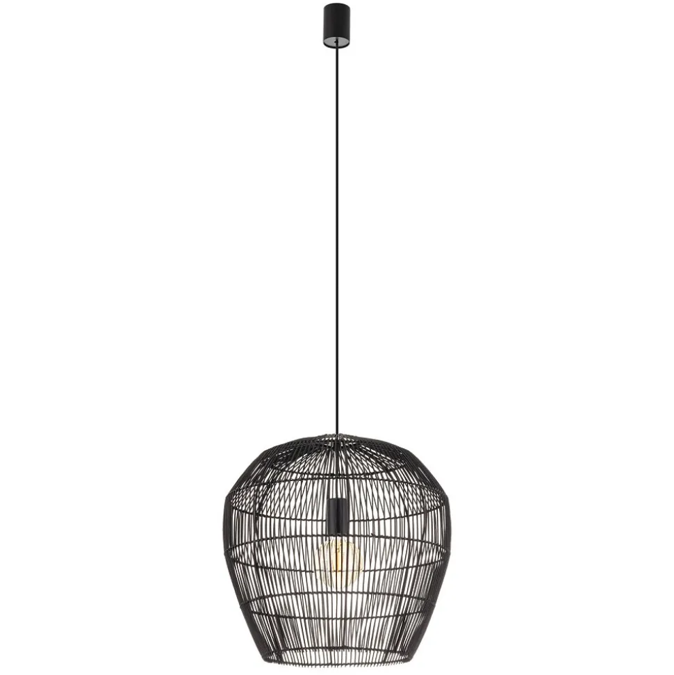 Lampa Wisząca HAITI Czarny Abażur 1x27 43cm