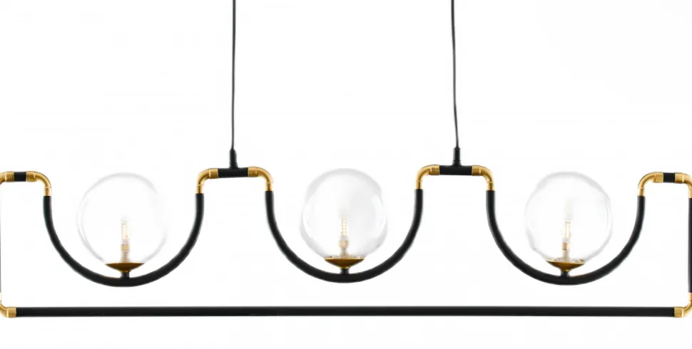 Lampa Wisząca HANZA Czarny Transparentny Szklane Klosze 3xG9