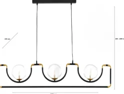 Lampa Wisząca HANZA Czarny Transparentny Szklane Klosze 3xG9