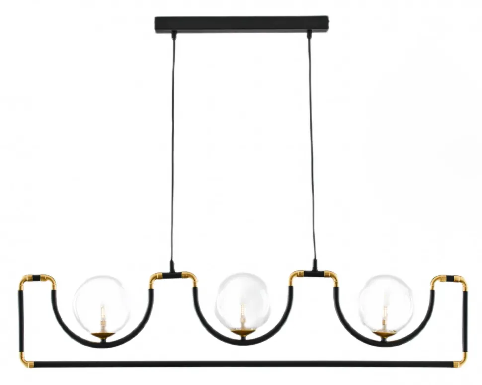 Lampa Wisząca HANZA Czarny Transparentny Szklane Klosze 3xG9