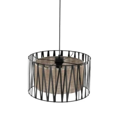 Lampa Wisząca HARMONY Czarny Beżowy Abażur 1xE27 40cm