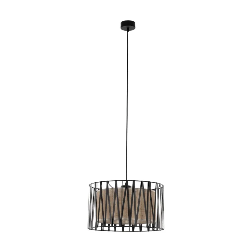 Lampa Wisząca HARMONY Czarny Beżowy Abażur 1xE27 40cm