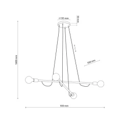 Lampa Wisząca HELIX Czarny Orzech Drewno Loft 4xE27