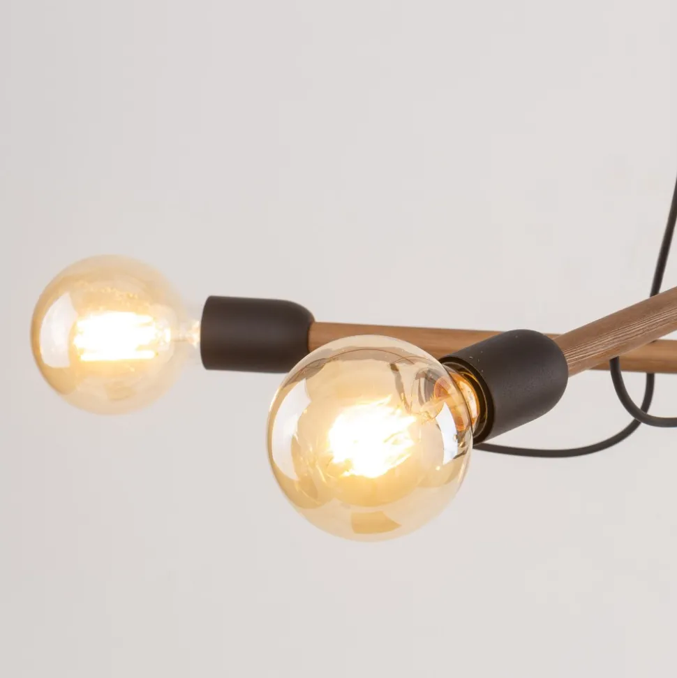 Lampa Wisząca HELIX Czarny Orzech Drewno Loft 4xE27