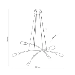 Lampa Wisząca HELIX Czarny Loft 6xE27