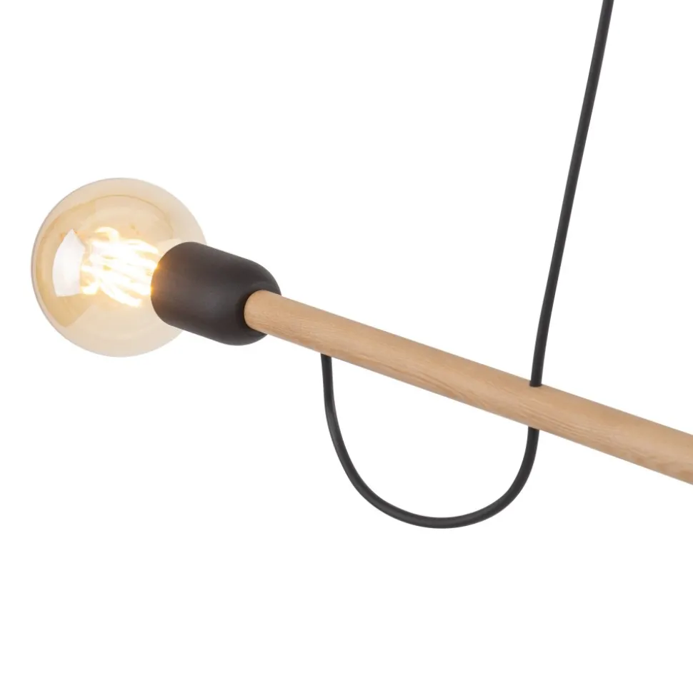 Lampa Wisząca HELIX Czarny Brązowy Drewno Loft 2xE27