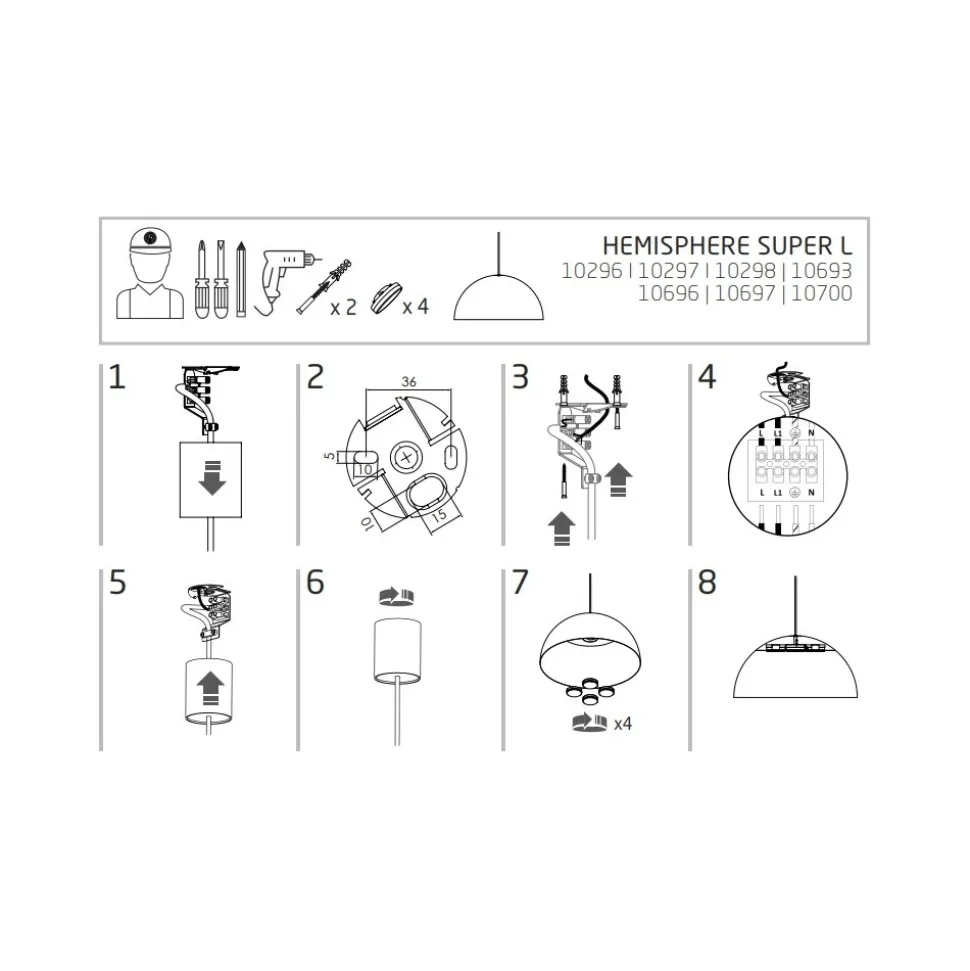 Lampa Wisząca HEMISPHERE L Biały Złoty Metalowy Klosz 4xGX53 50cm