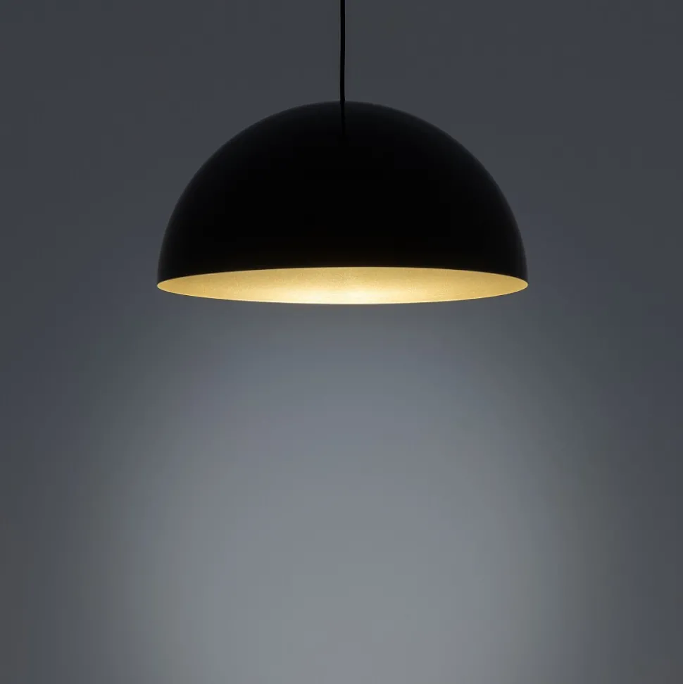 Lampa Wisząca HEMISPHERE S Czarny Złoty Metalowy Klosz 1xGX53 33cm