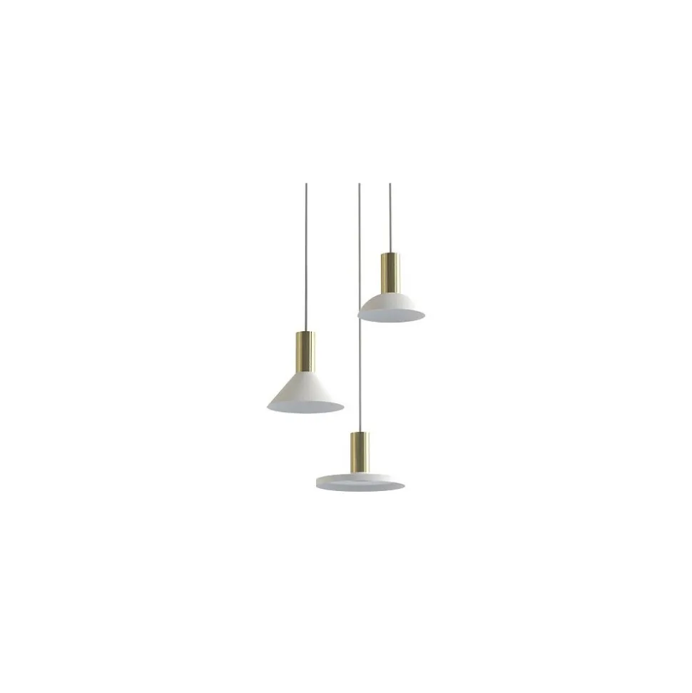 Lampa Wisząca HERMANOS Biały Złoty 3xGU10