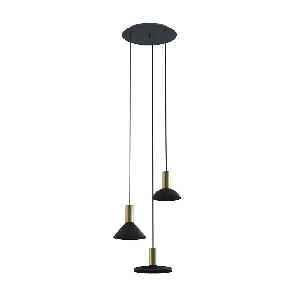 Lampa Wisząca HERMANOS Czarny Złoty 3xGU10
