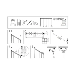 Lampa Wisząca HERMANOS Czarny Złoty 5xGU10