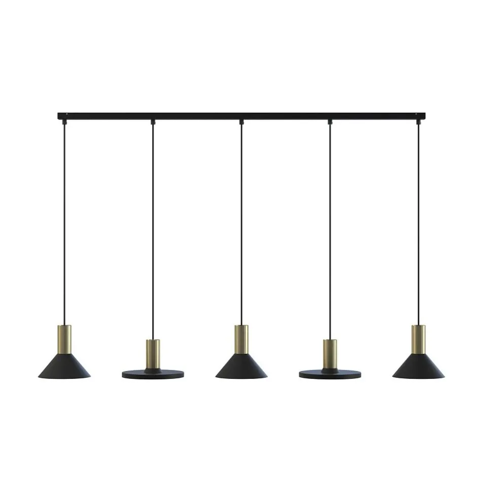 Lampa Wisząca HERMANOS Czarny Złoty 5xGU10
