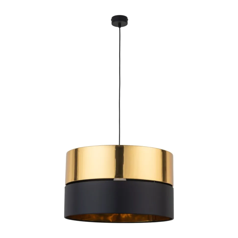 Lampa Wisząca HILTON Czarny Złoty Abażur 1xE27 50cm