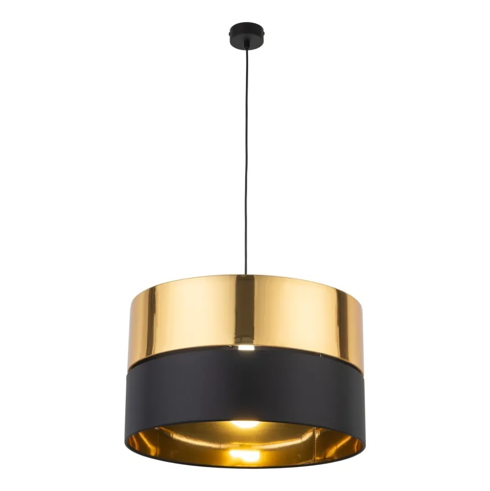 Lampa Wisząca HILTON Czarny Złoty Abażur 1xE27 50cm