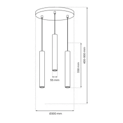 Lampa Wisząca HUDSON Czarny 3xGU10