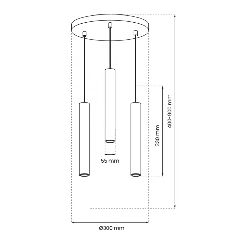 Lampa Wisząca HUDSON Czarny 3xGU10